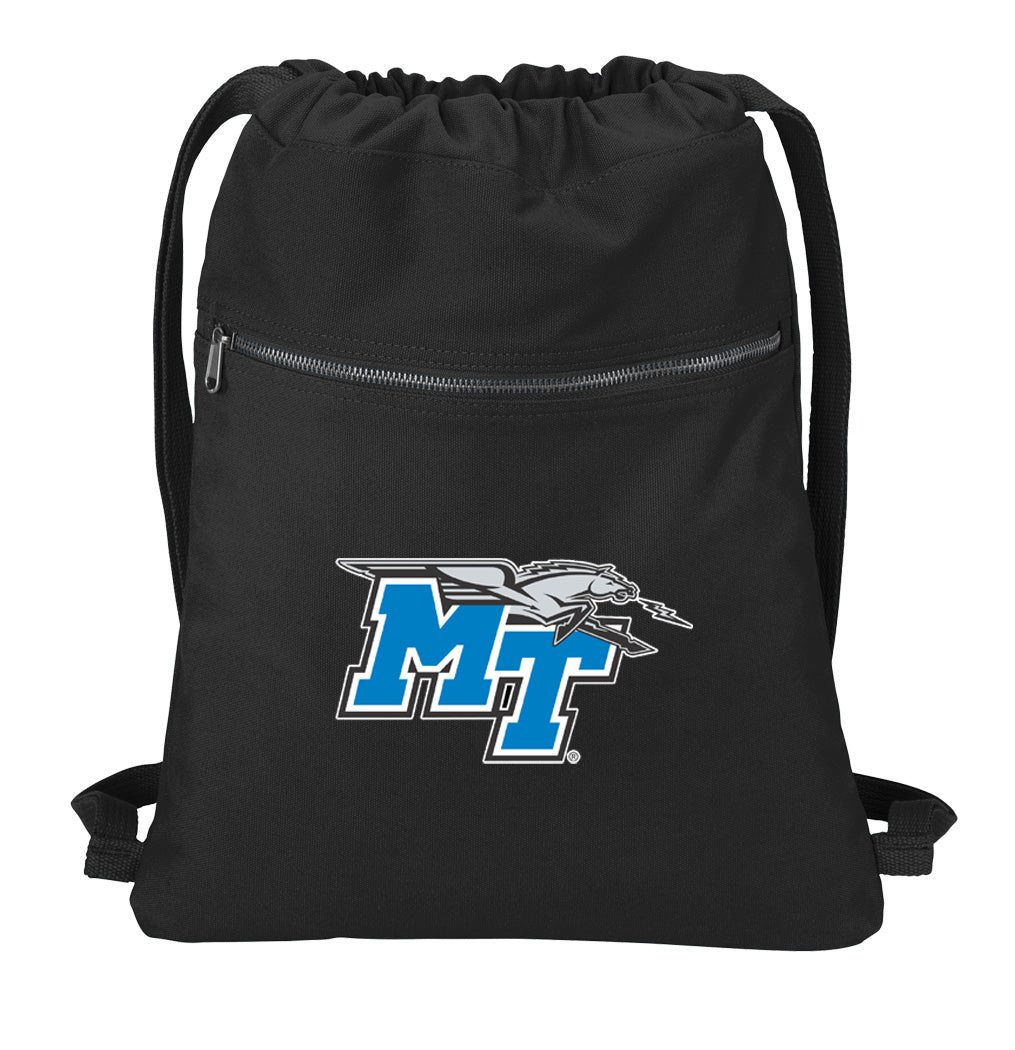 Middle Tennessee Canvas Drawstring Backpack MTSU Cotton Cinch Pack Bag