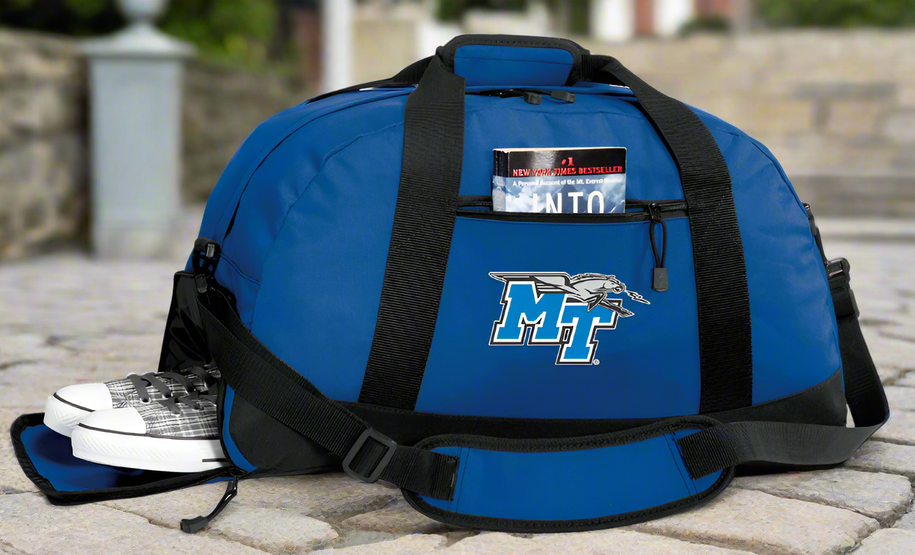 Middle Tennessee Duffel Bag MTSU Gym or Sports Bag with Shoe Pocket