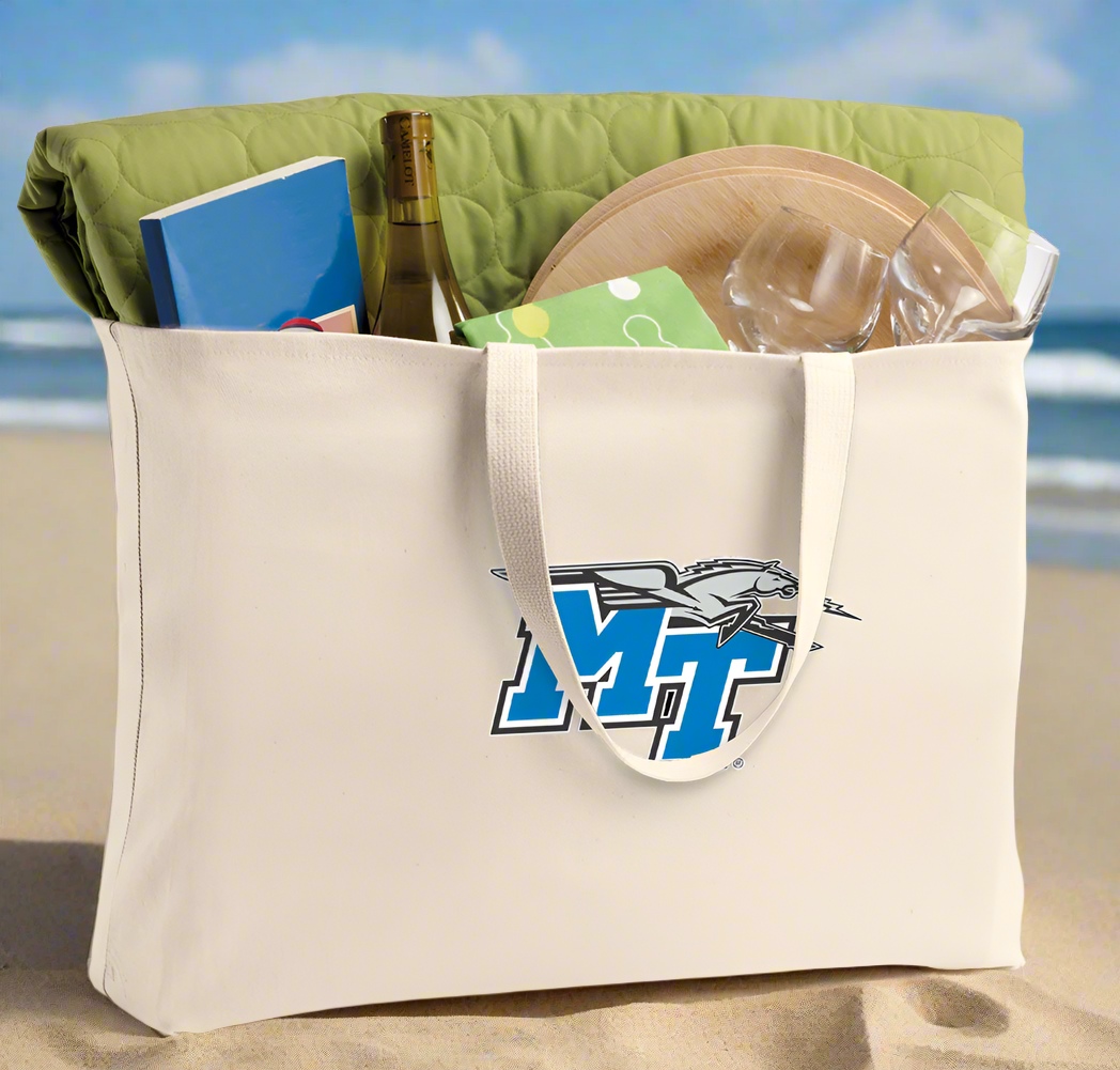 Middle Tennessee Large Tote Bag MTSU Jumbo Tote for Beach Pool or Travel