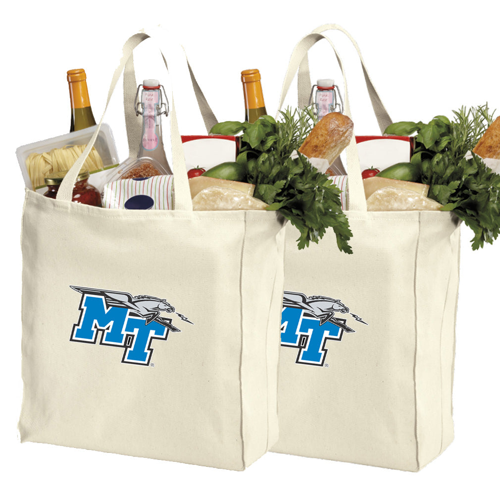 Middle Tennessee Grocery Shopping Bags 2 PC SET MTSU Reusable Cotton Bags