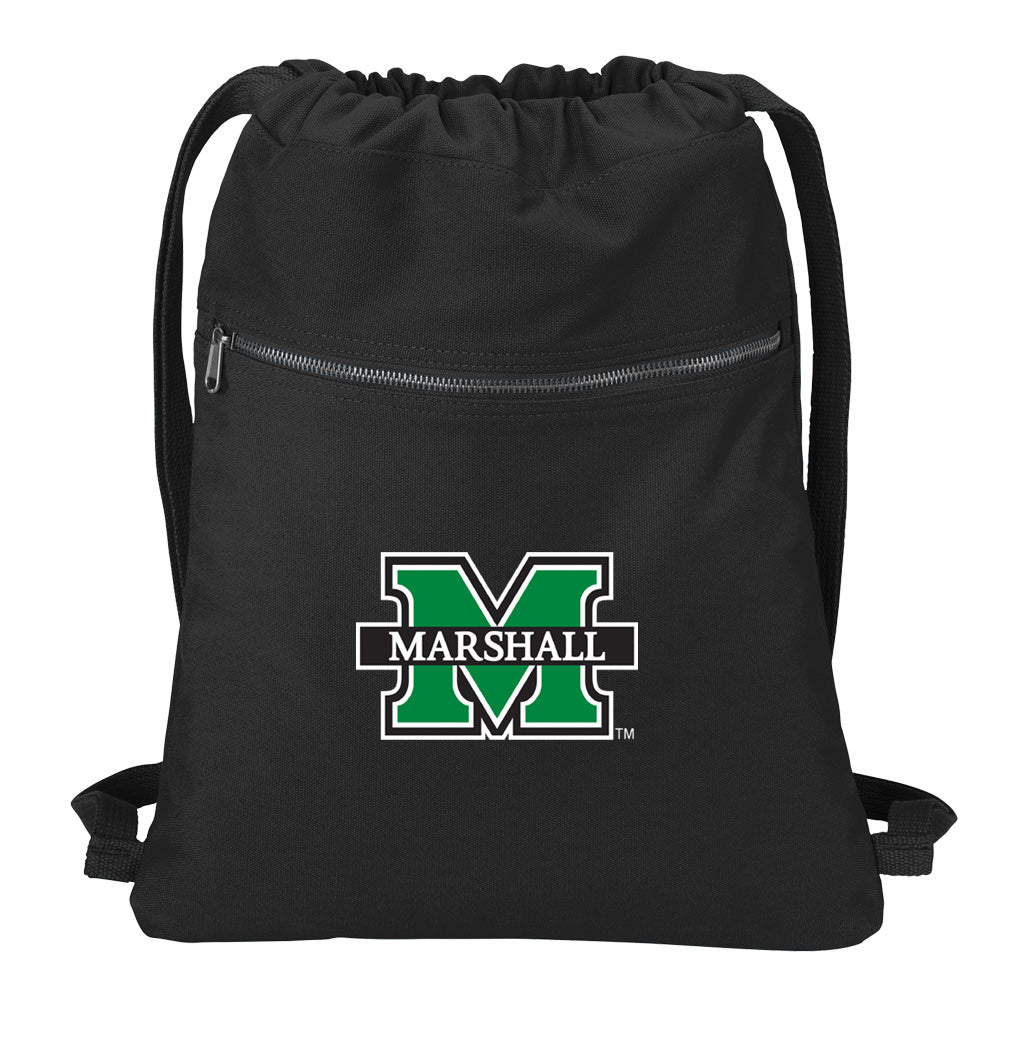 Marshall University Canvas Drawstring Backpack MU Herd Cotton Cinch Pack Bag