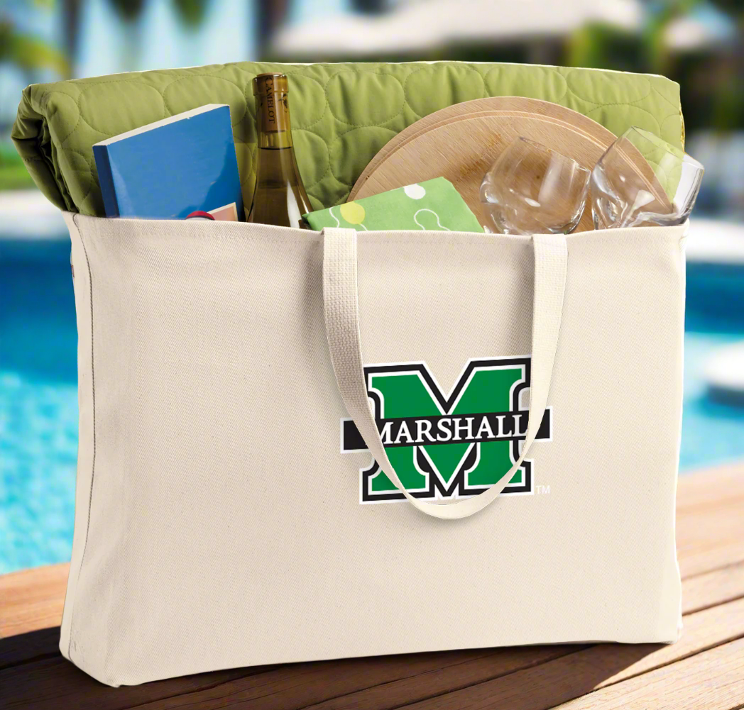 Marshall University Large Tote Bag MU Herd Jumbo Tote for Beach Pool or Travel