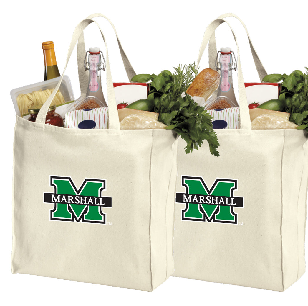 Marshall University Grocery Shopping Bags 2 PC SET MU Herd Reusable Cotton Bags