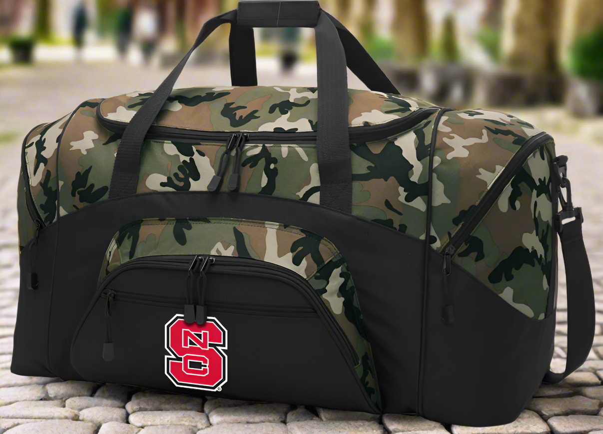 NC State Large Camo Duffel Bag Suitcase or Sports Gear Bag