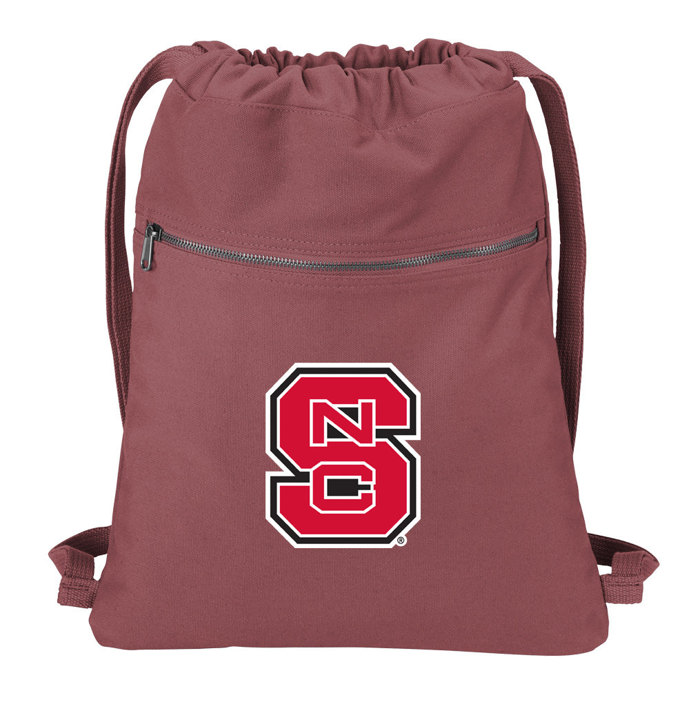 NC State Canvas Drawstring Backpack Wolfpack Cotton Cinch Pack Bag