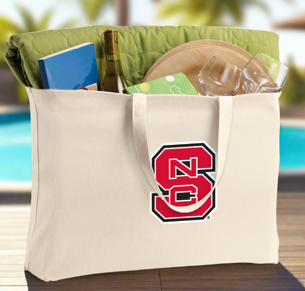 NC State Large Tote Bag Jumbo Tote for Beach Pool or Travel