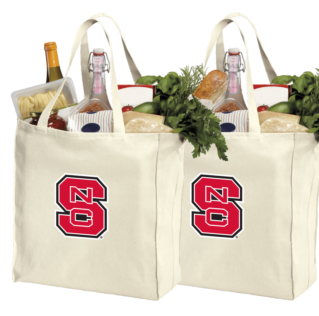 NC State Grocery Shopping Bags 2 PC SET Wolfpack Reusable Cotton Bags