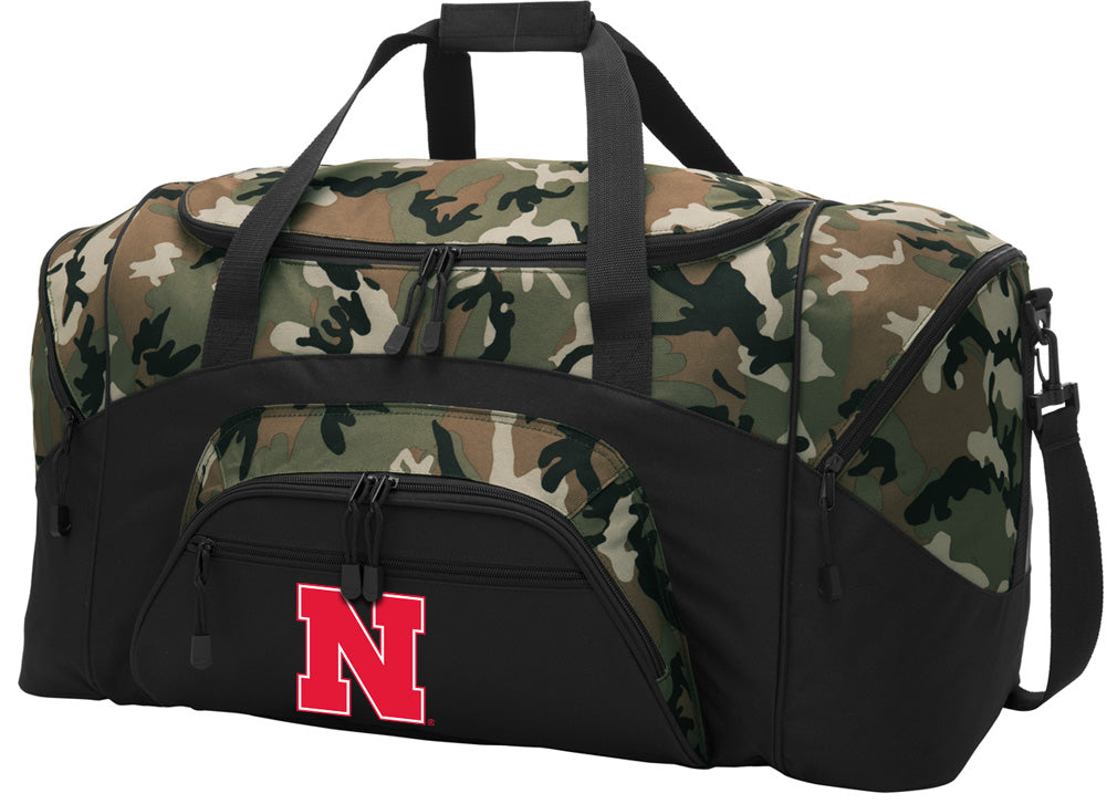 Nebraska Large Camo Duffel Bag Nebraska Huskers Suitcase or Sports Gear Bag