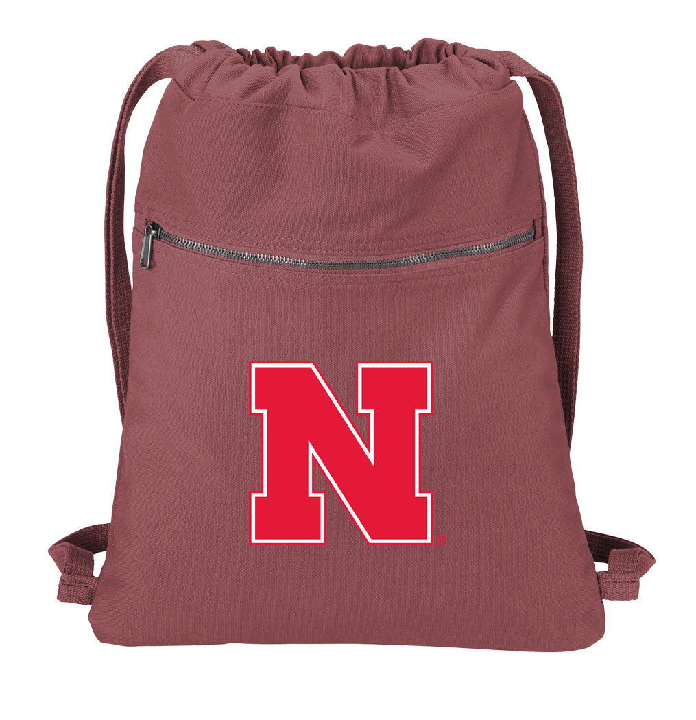 Nebraska Canvas Drawstring Backpack Nebraska Huskers Cotton Cinch Pack Bag