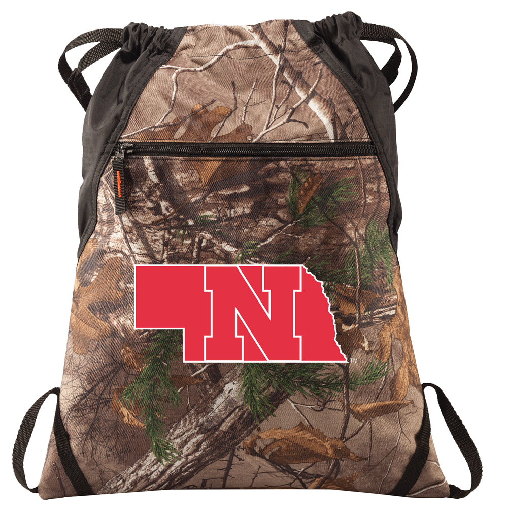 Nebraska Logo Camo Cinch Pack Nebraska Huskers Drawstring Backpack Bag