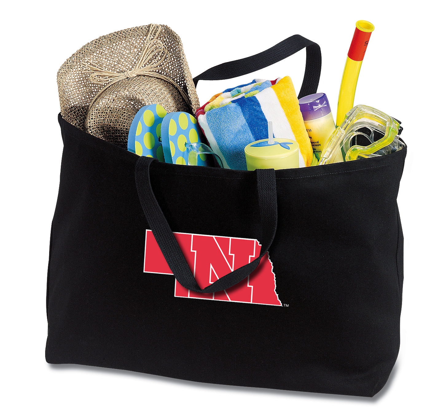 Nebraska Logo Large Tote Bag Nebraska Huskers Jumbo Tote for Beach Pool or Travel