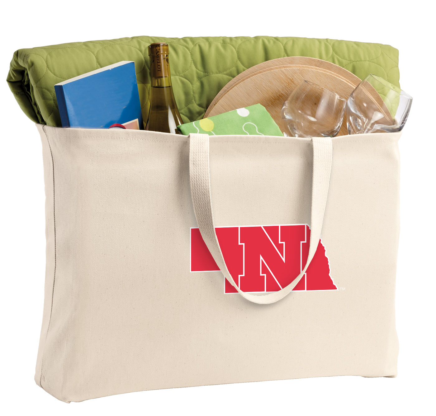 Nebraska Logo Large Tote Bag Nebraska Huskers Jumbo Tote for Beach Pool or Travel