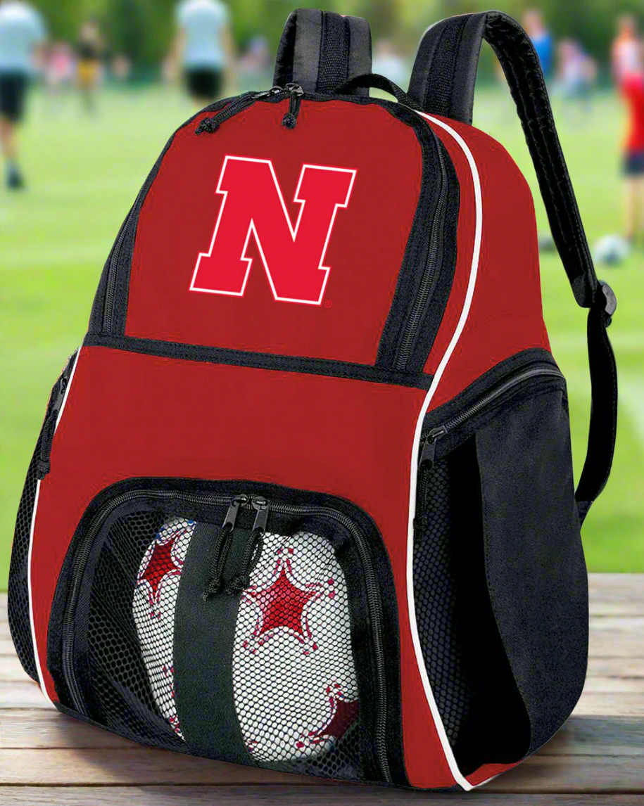 University of Nebraska Soccer Ball Backpack or Huskers Volleyball Sports Gear Bag