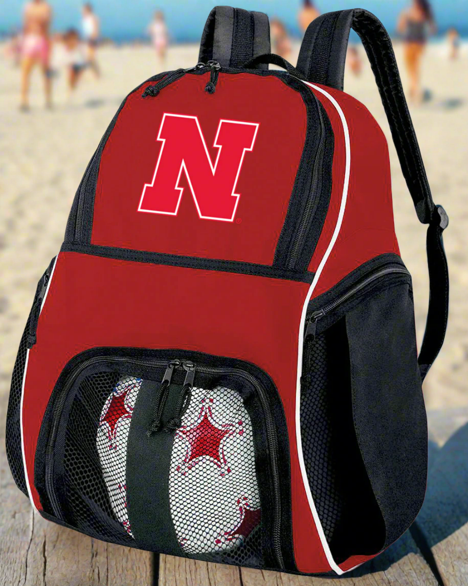 University of Nebraska Soccer Ball Backpack or Huskers Volleyball Sports Gear Bag