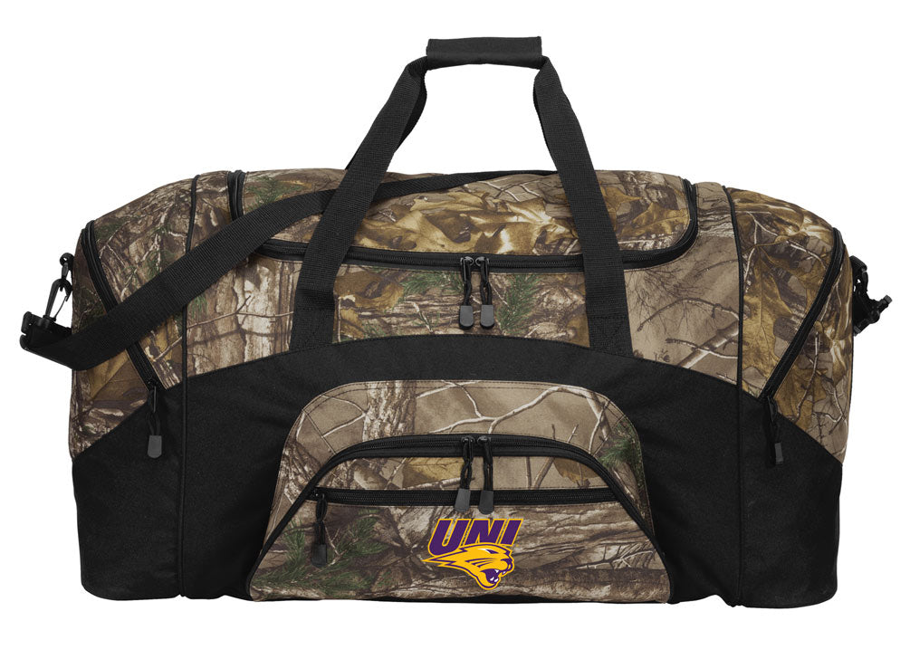 Northern Iowa Camo Large Duffel Bag UNI Panthers Suitcase Travel Bag or Sports Gear Bag