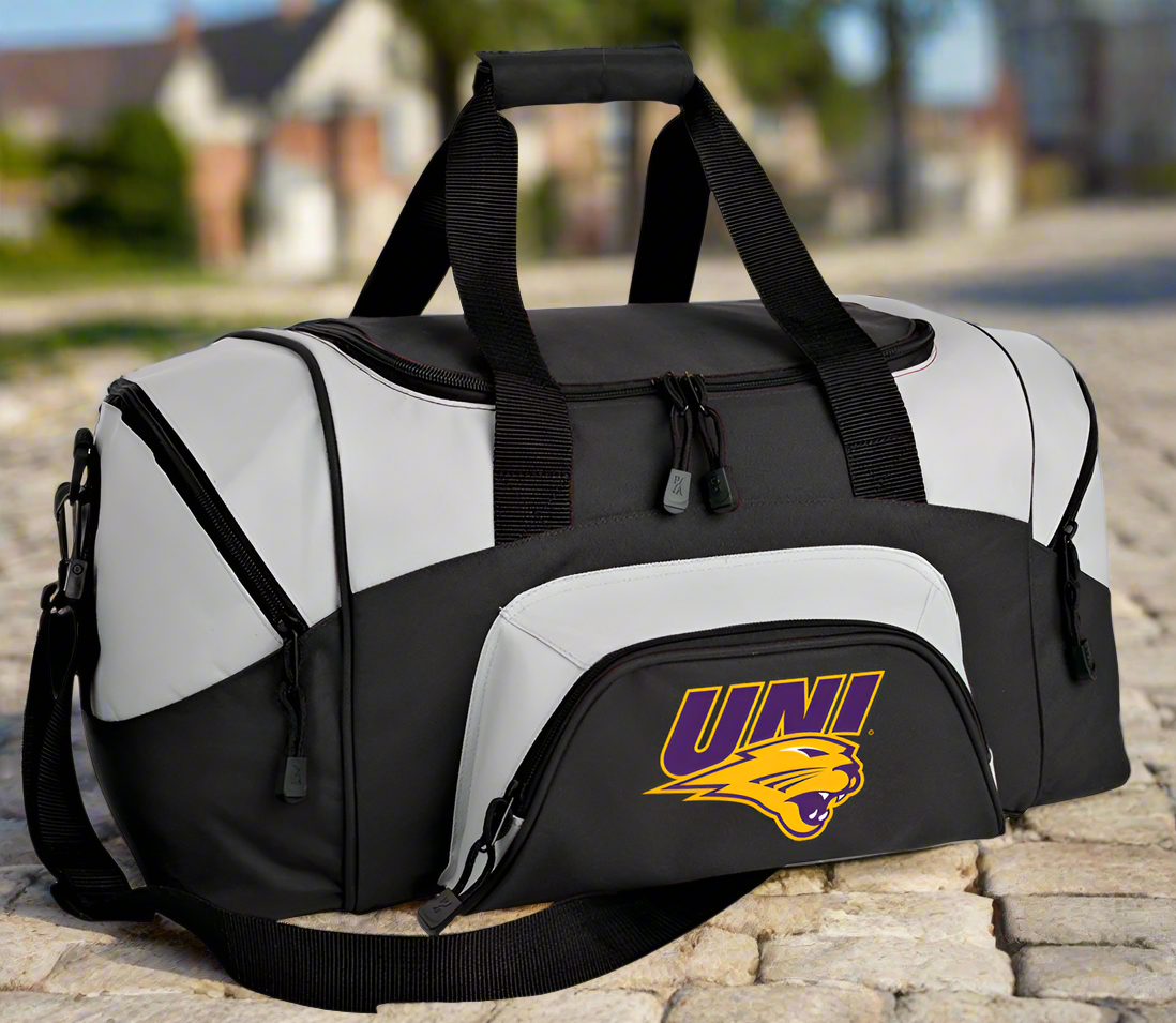 Northern Iowa Small Duffel Bag UNI Panthers Carryon Suitcase or Gym Bag