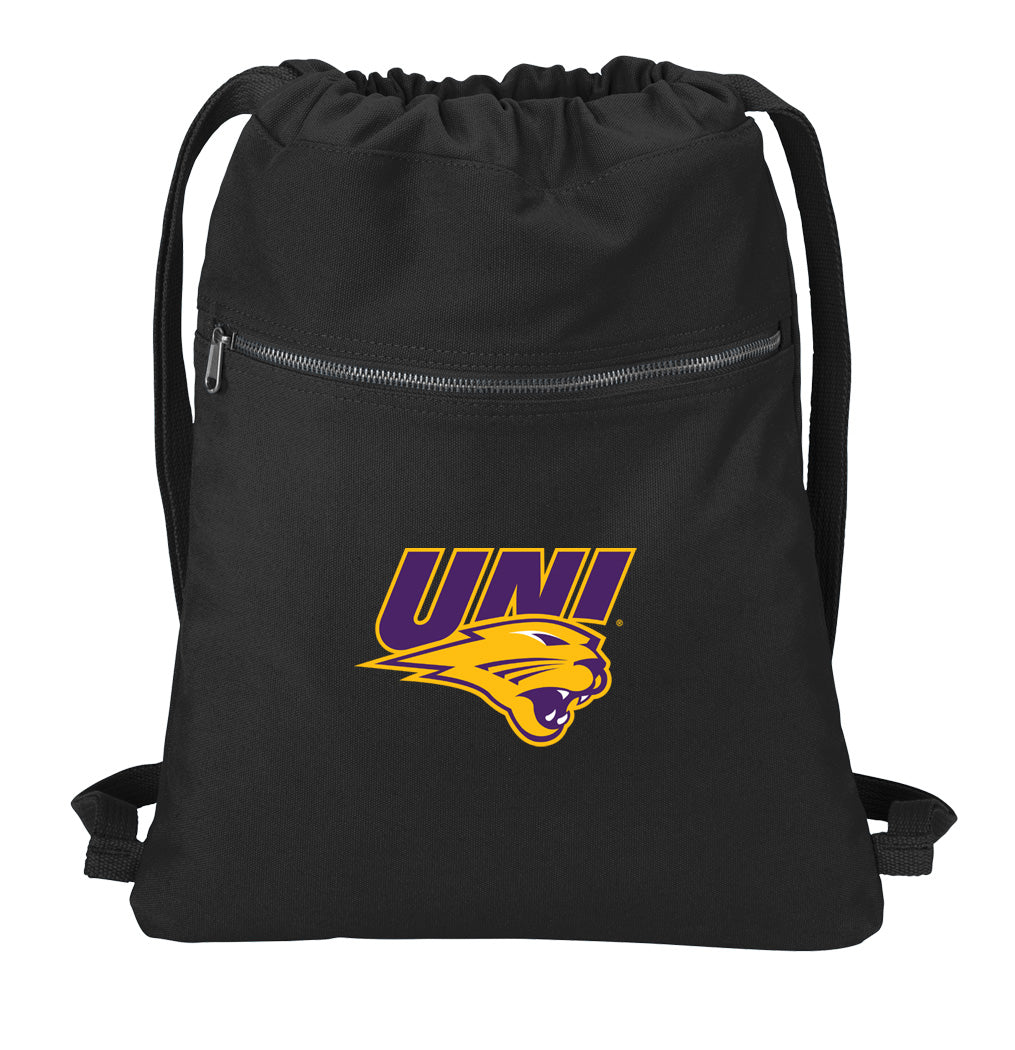 Northern Iowa Canvas Drawstring Backpack UNI Panthers Cotton Cinch Pack Bag