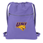 Northern Iowa Canvas Drawstring Backpack UNI Panthers Cotton Cinch Pack Bag