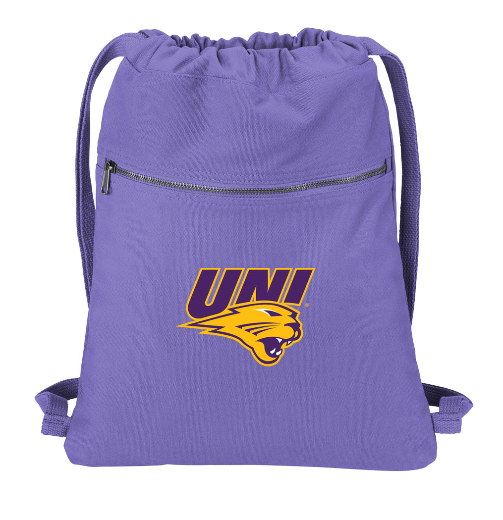 Northern Iowa Canvas Drawstring Backpack UNI Panthers Cotton Cinch Pack Bag