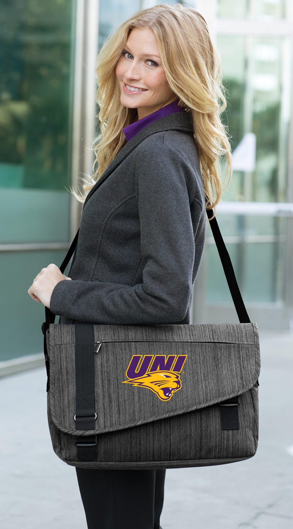 Northern Iowa Laptop Computer Bag UNI Messenger Bag Briefcase