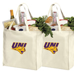 Northern Iowa Grocery Shopping Bags 2 PC SET UNI Panthers Reusable Cotton Bags