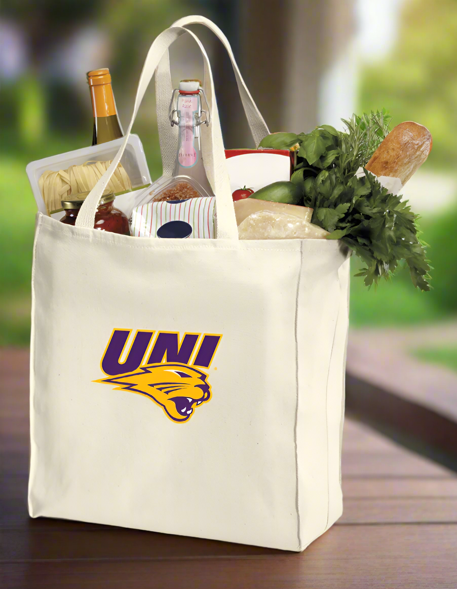 Northern Iowa Grocery Shopping Bags 2 PC SET UNI Panthers Reusable Cotton Bags