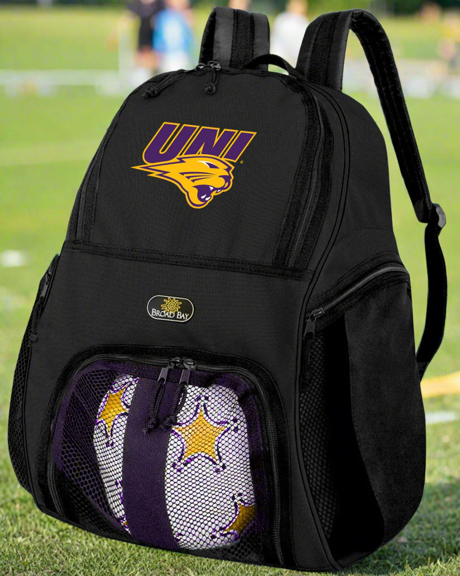 Northern Iowa Soccer Ball Backpack or UNI Panthers Volleyball Sports Gear Bag