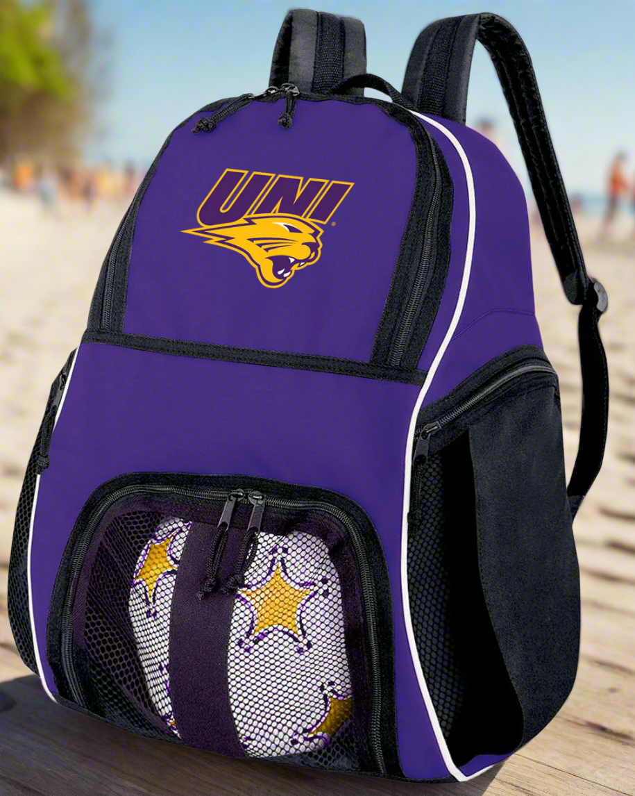 Northern Iowa Soccer Ball Backpack or UNI Panthers Volleyball Sports Gear Bag