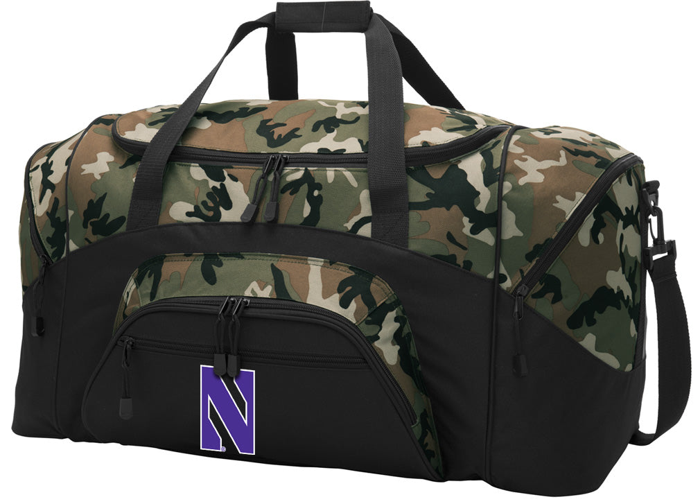 Northwestern Large Camo Duffel Bag NU Suitcase or Sports Gear Bag