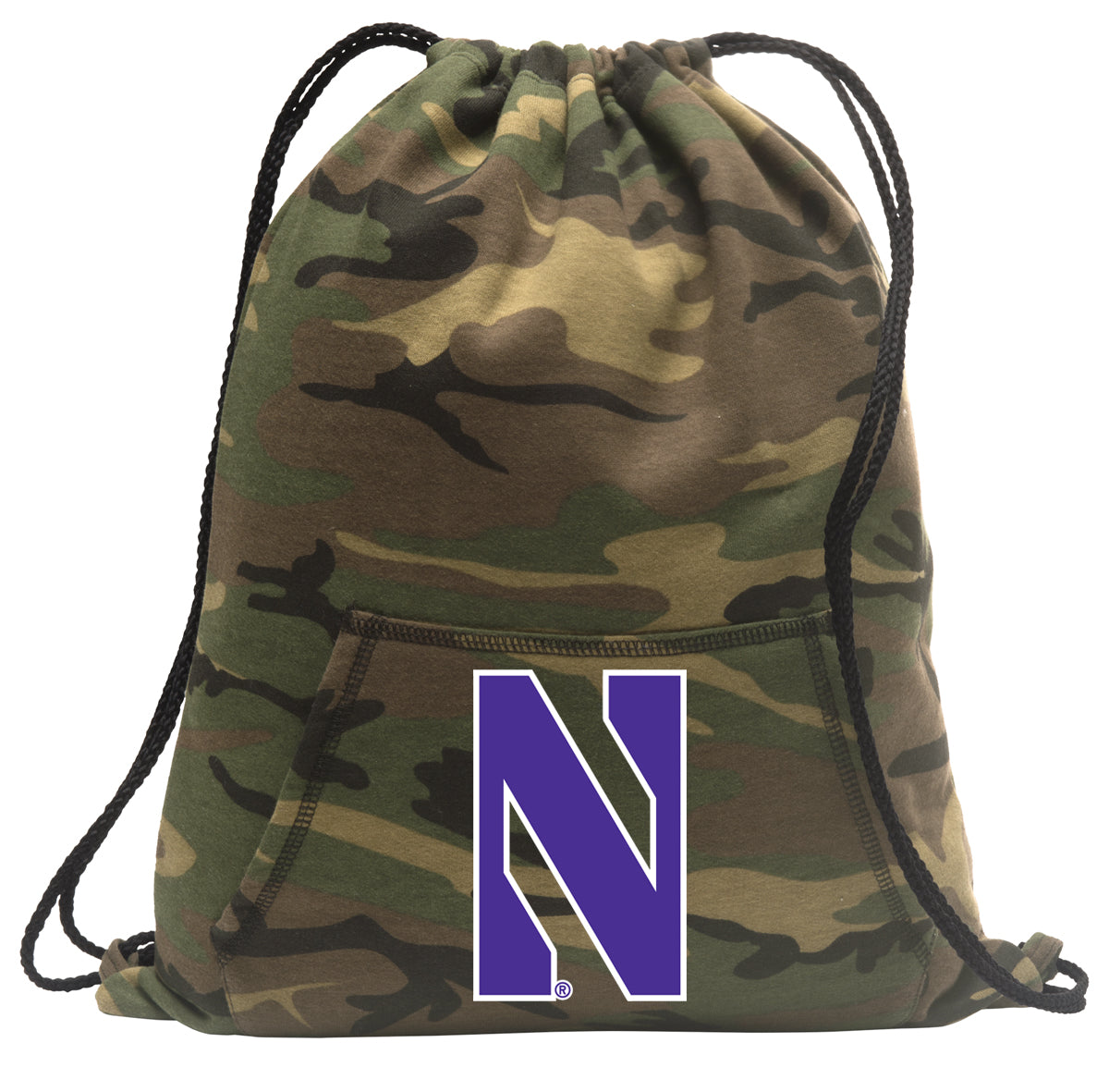 Northwestern University Camo Drawstring Backpack NU Wildcats Hoody Style Cinch Pack Bag