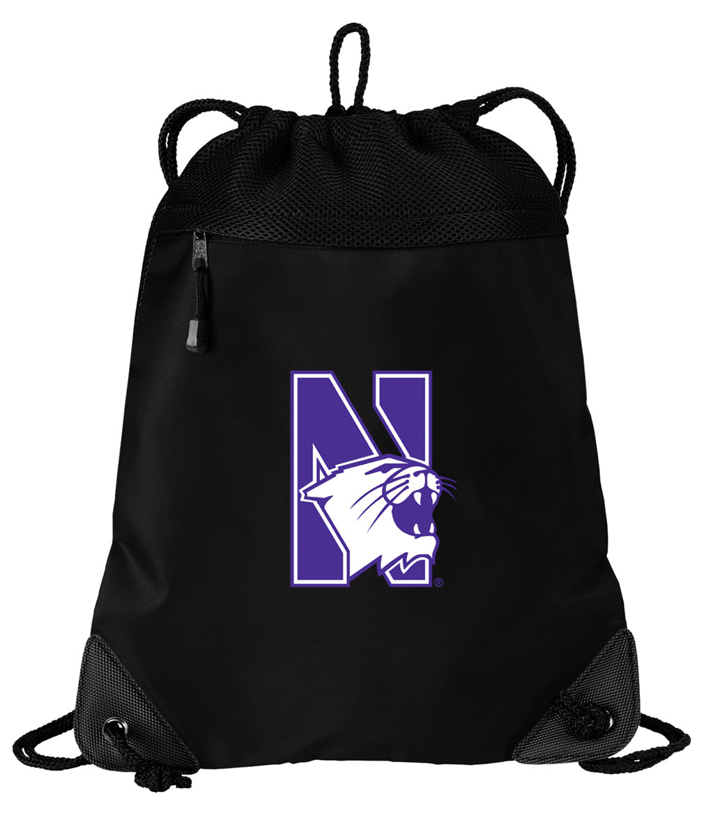 Northwestern University Drawstring Backpack NU Wildcats Cinch Pack - Mesh & Microfiber