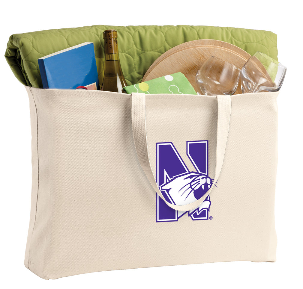 Northwestern University Large Tote Bag NU Wildcats Jumbo Tote for Beach Pool or Travel