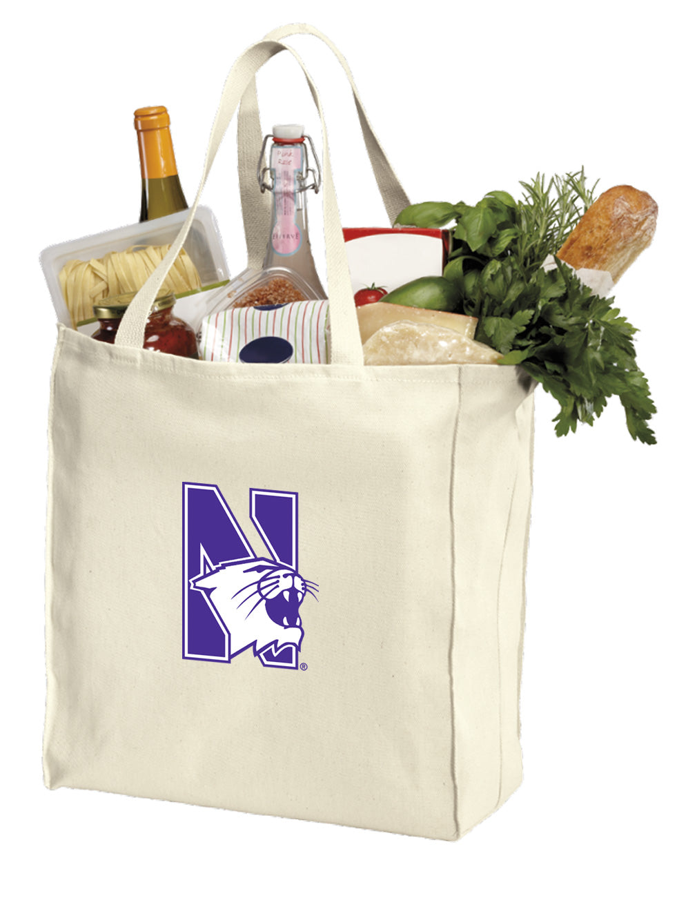 Northwestern University Grocery Shopping Bag NU Wildcats Reusable Cotton Bag