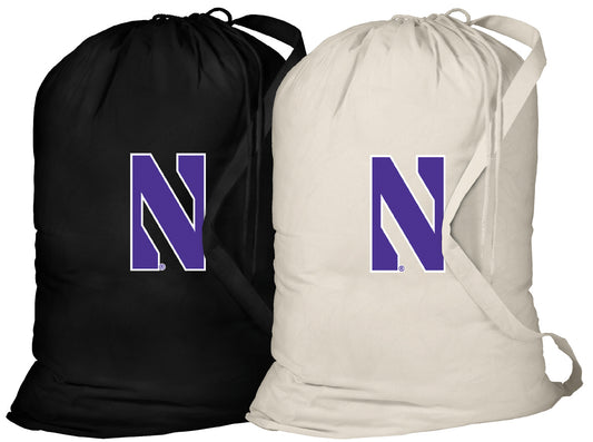 Northwestern University Laundry Bags 2 PC Set NU Wildcats Clothes Bags