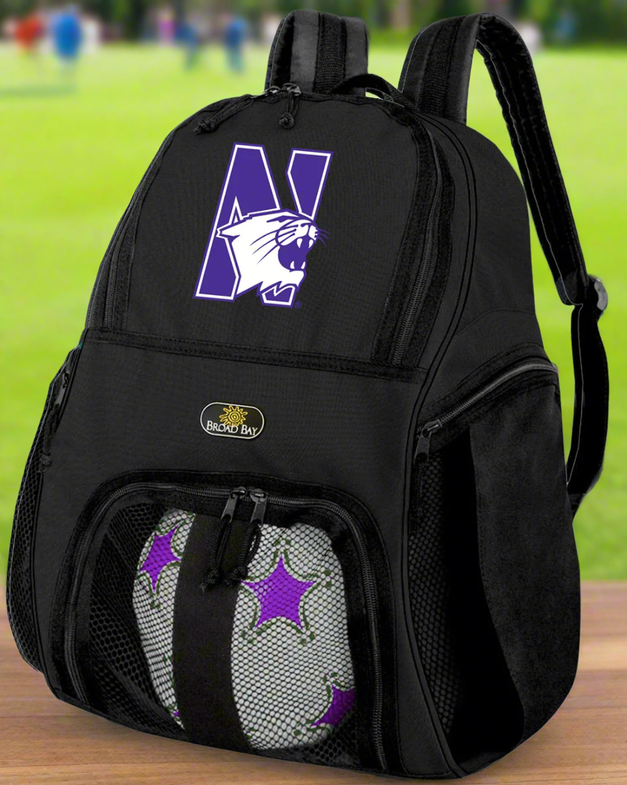 Northwestern University Soccer Ball Backpack or NU Wildcats Volleyball Sports Gear Bag