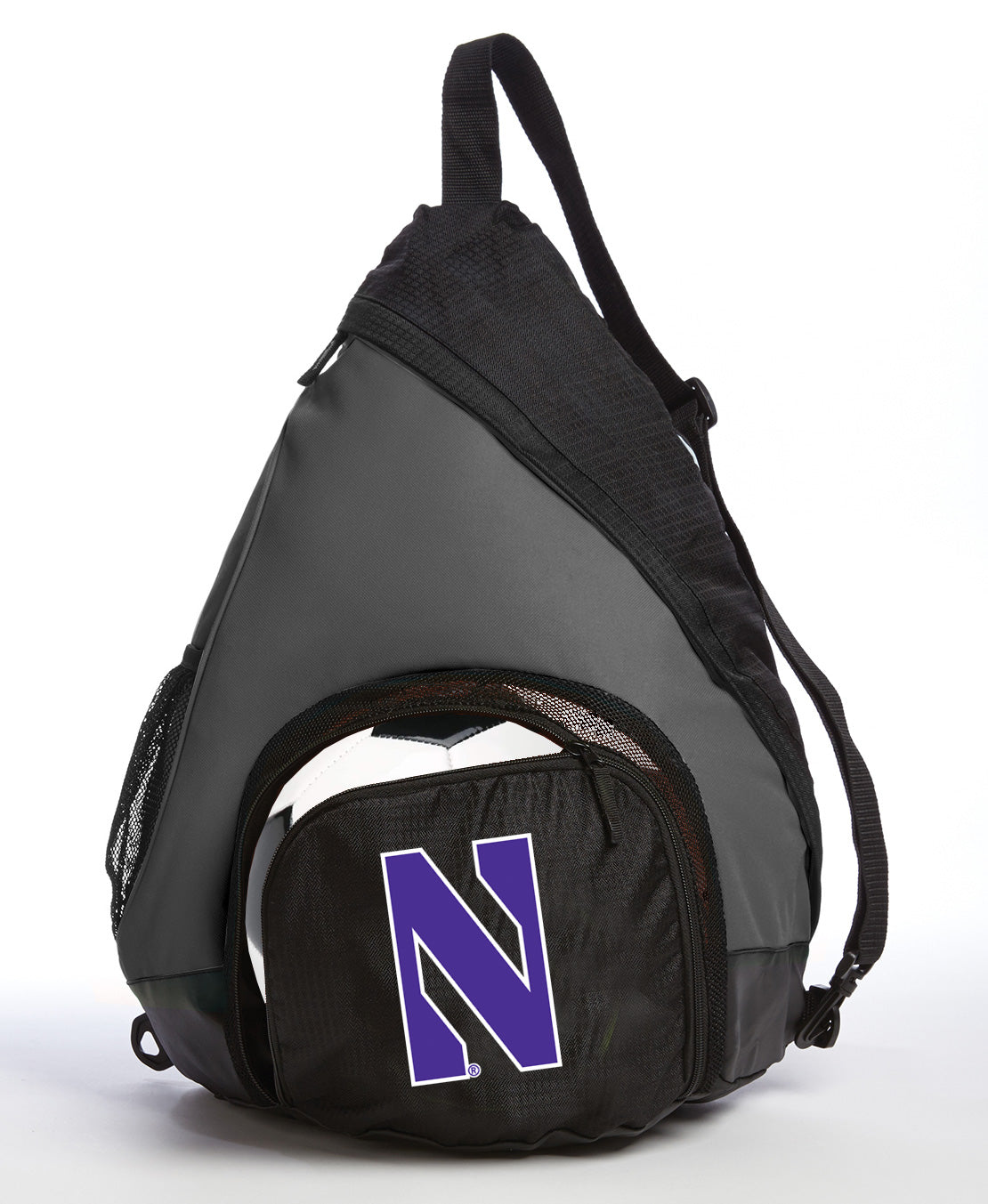 Northwestern Sling Backpack NU Bag with Soccer Ball or Volleyball Bag Sports Gear Compartment Practice Bag