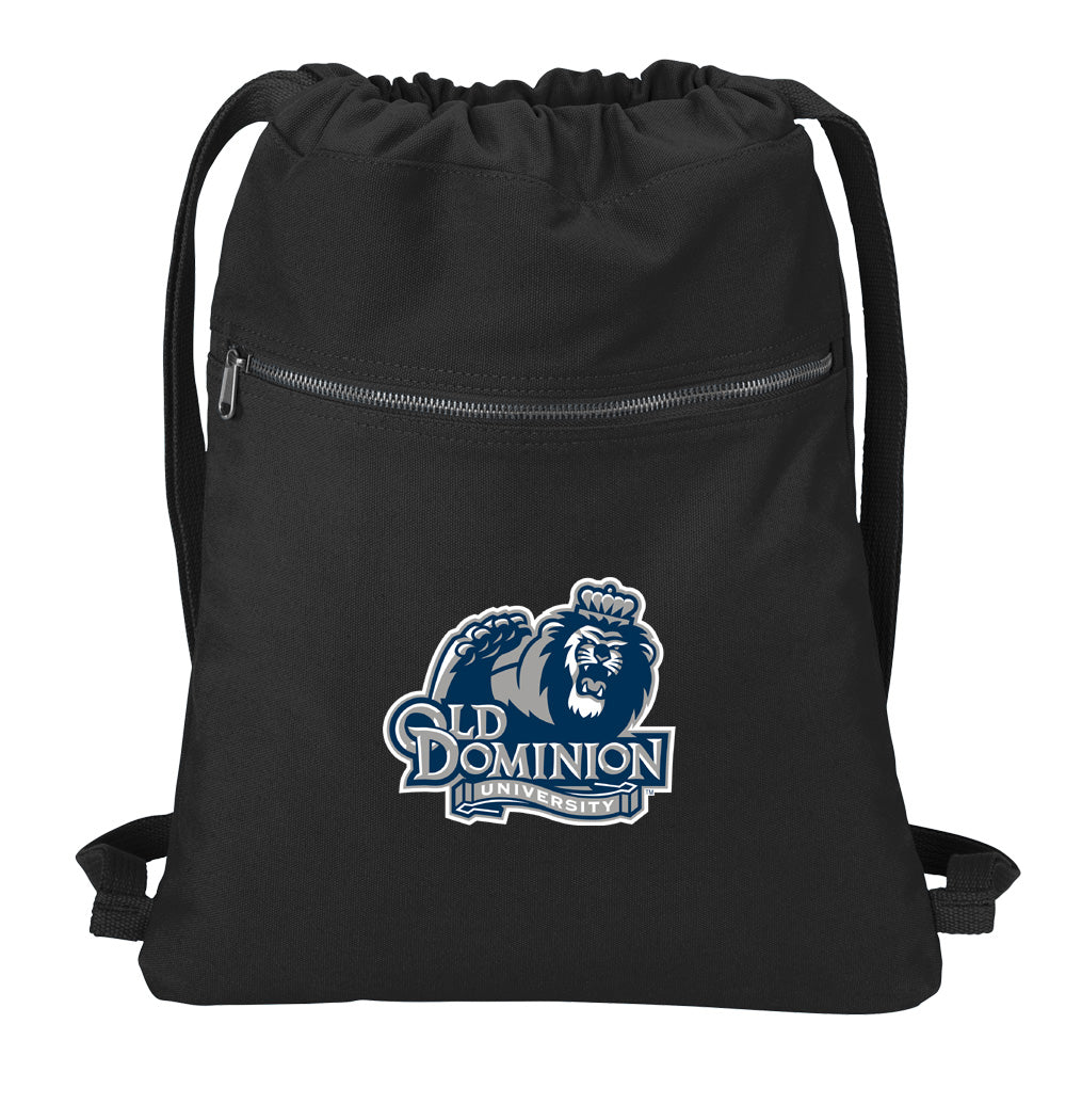 Old Dominion University Canvas Drawstring Backpack ODU Cotton Cinch Pack Bag