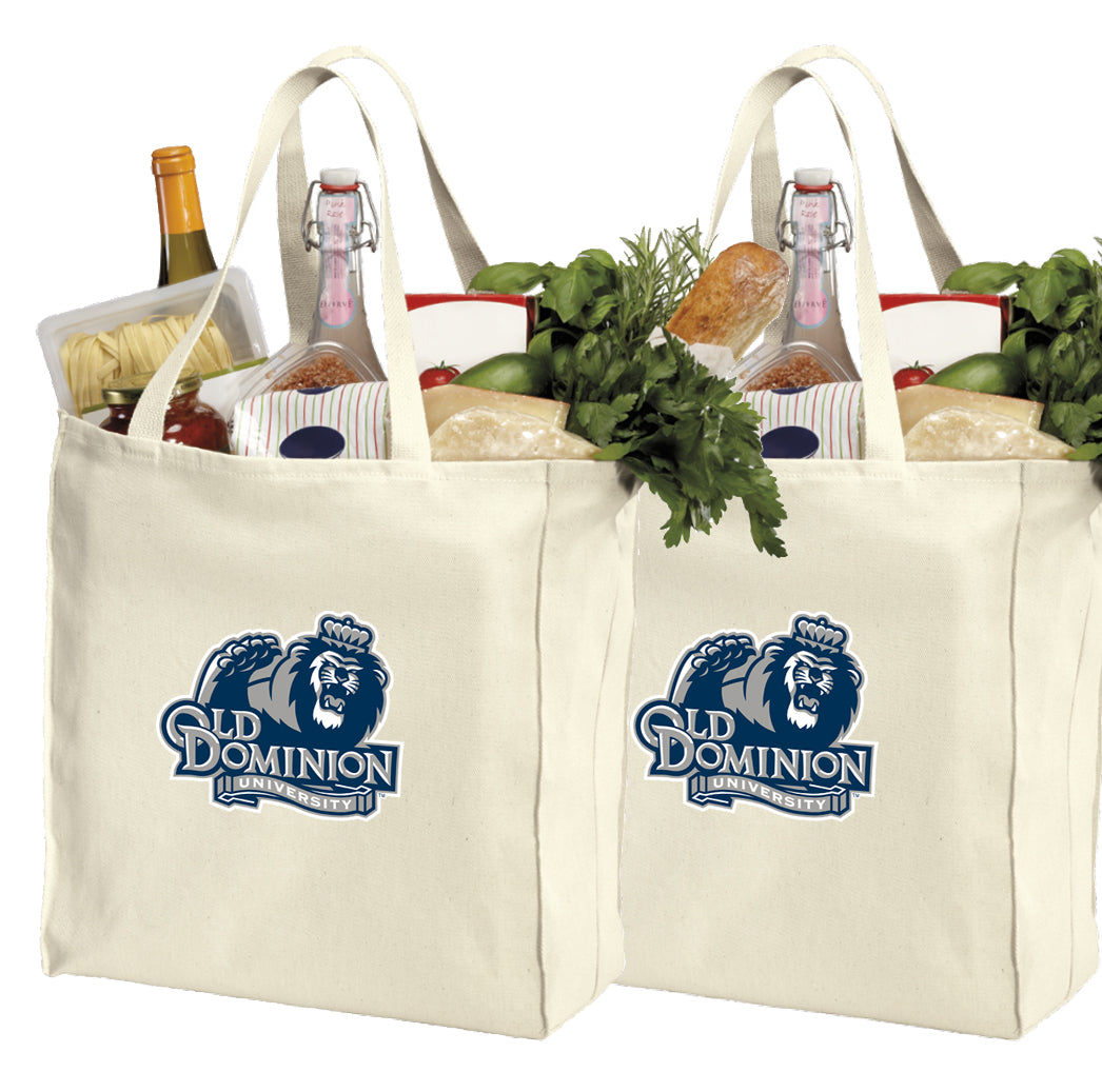 Old Dominion University Grocery Shopping Bags 2 PC SET ODU Reusable Cotton Bags