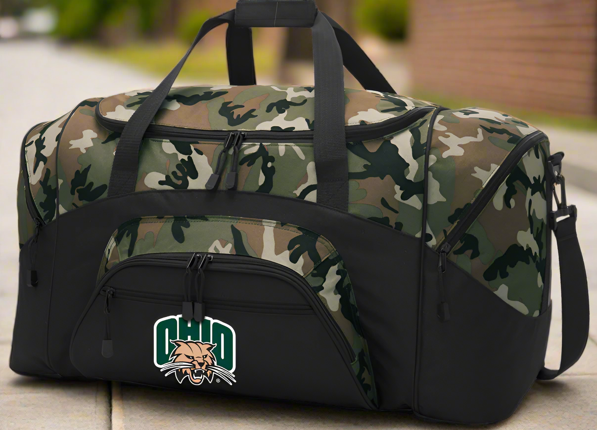 Ohio University Camo Duffel Bag Ohio Bobcats Suitcase or Sports Gear Bag