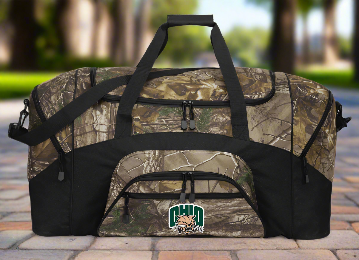 Ohio University Camo Large Duffel Bag Ohio Bobcats Suitcase Travel Bag or Sports Gear Bag