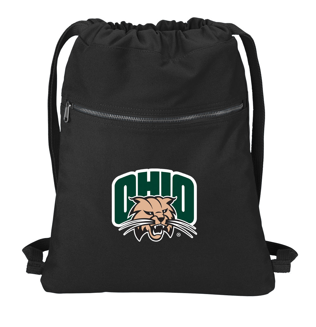 Ohio University Canvas Drawstring Backpack Ohio Bobcats Cotton Cinch Pack Bag