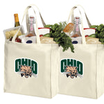 Ohio University Grocery Shopping Bags 2 PC SET Ohio Bobcats Reusable Cotton Bags