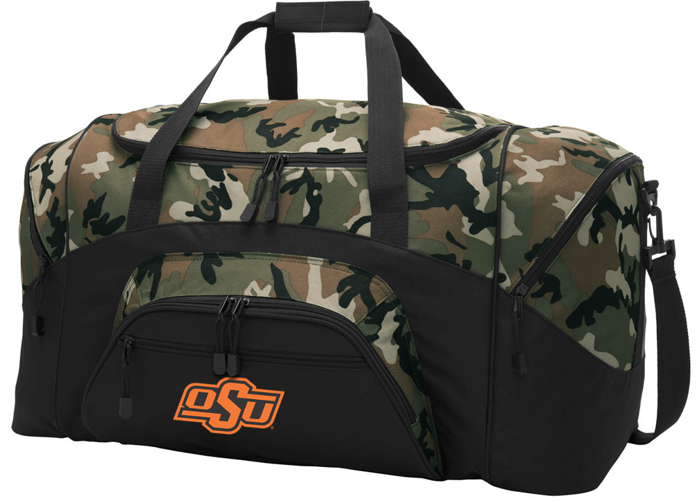 Oklahoma State Large Camo Duffel Bag OSU Cowboys Suitcase or Sports Gear Bag