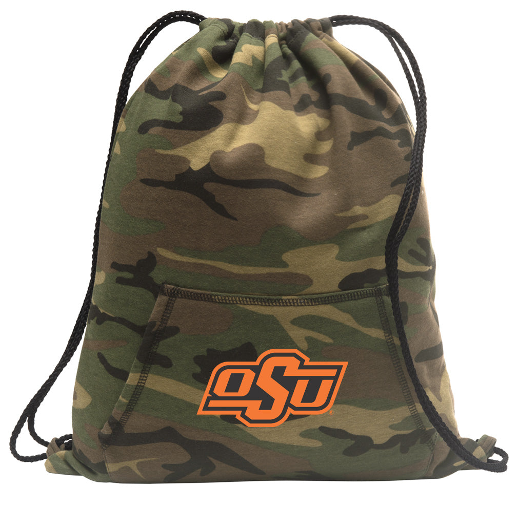 Oklahoma State Camo Drawstring Backpack OSU Cowboys Hoody Style Cinch Pack Bag