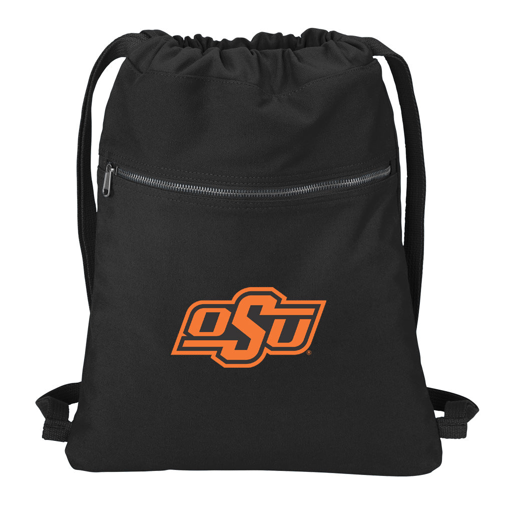 Oklahoma State Canvas Drawstring Backpack OSU Cowboys Cotton Cinch Pack Bag