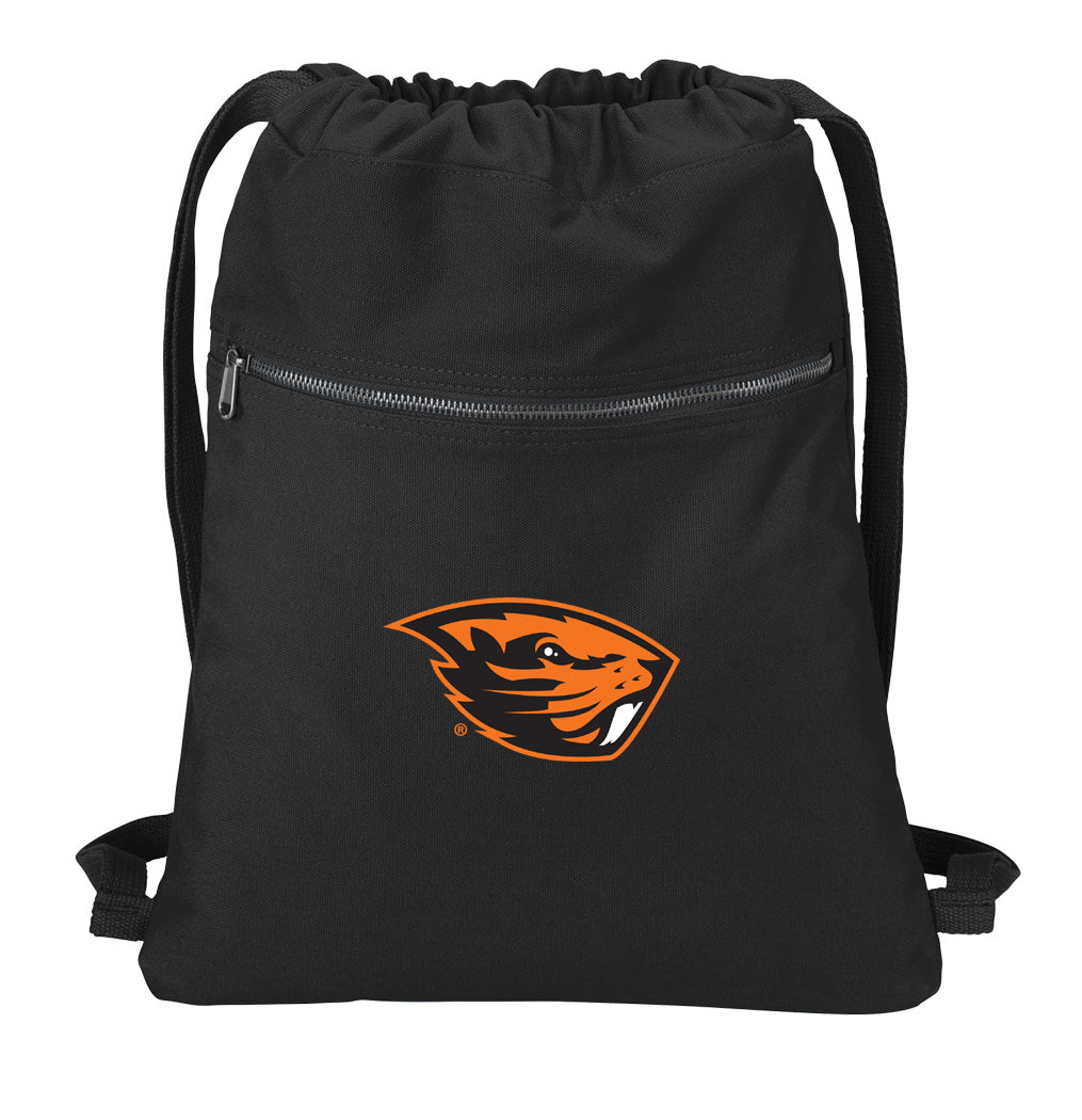 Oregon State Canvas Drawstring Backpack OSU Beavers Cotton Cinch Pack Bag