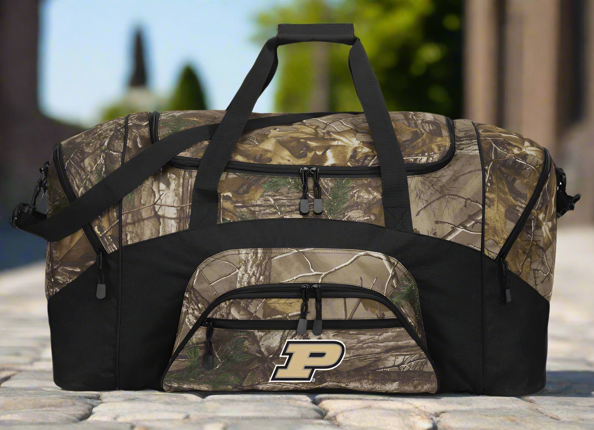 Purdue University Camo Duffel Bag Suitcase Travel Bag or Sports Gear Bag