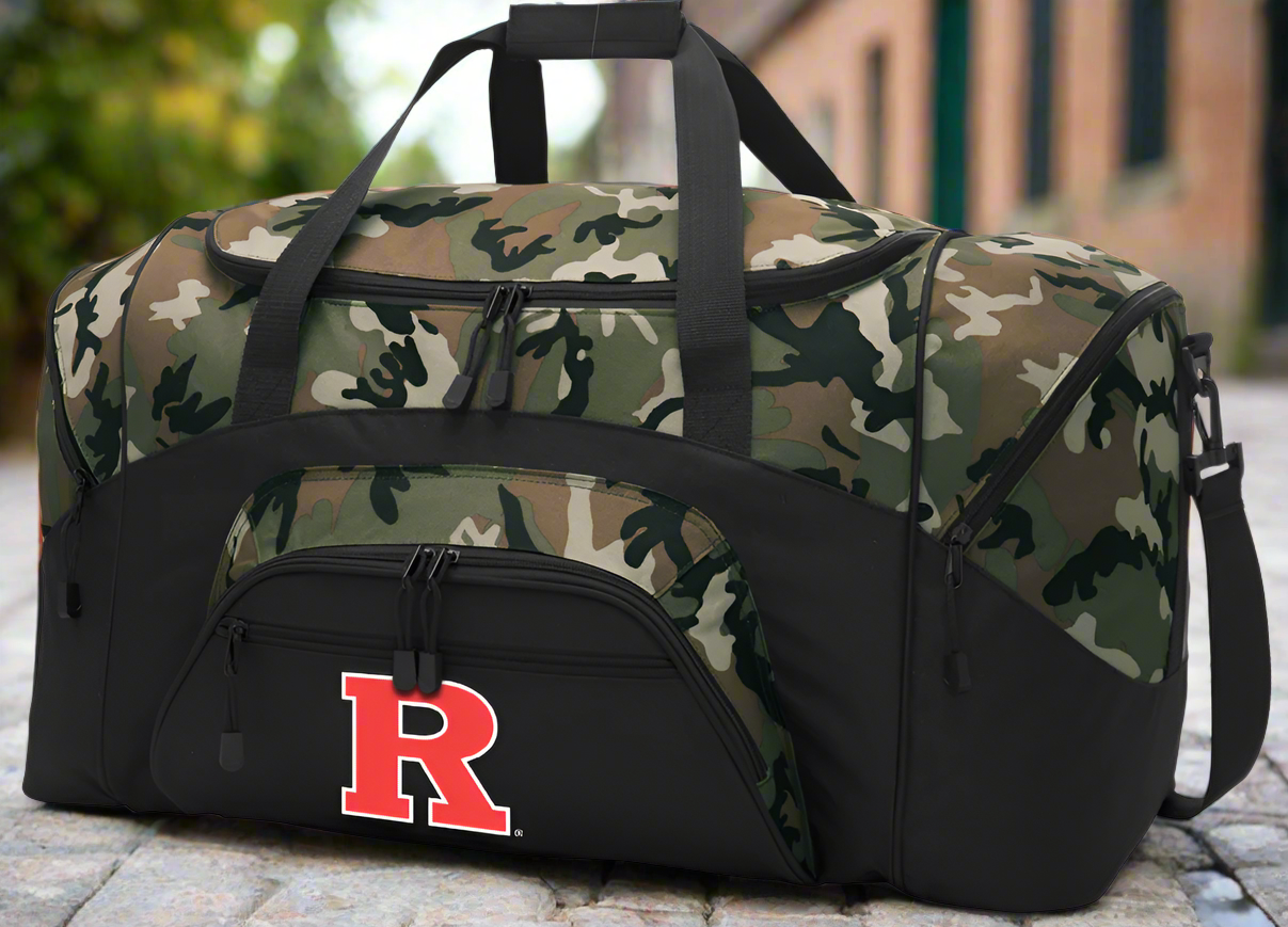 Rutgers Duffel Bag Large Camo RU Suitcase or Sports Gear Bag