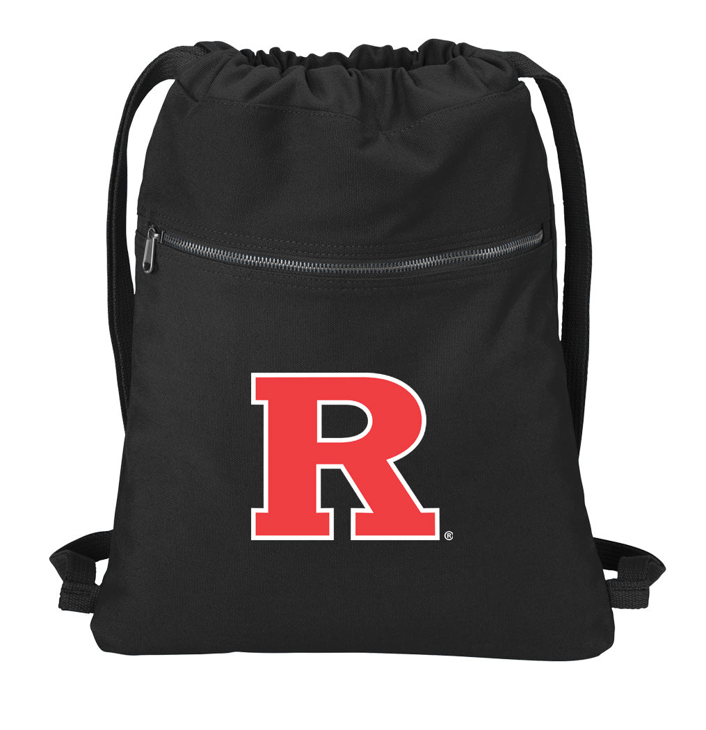 Rutgers Canvas Drawstring Backpack RU Cotton Cinch Pack Bag