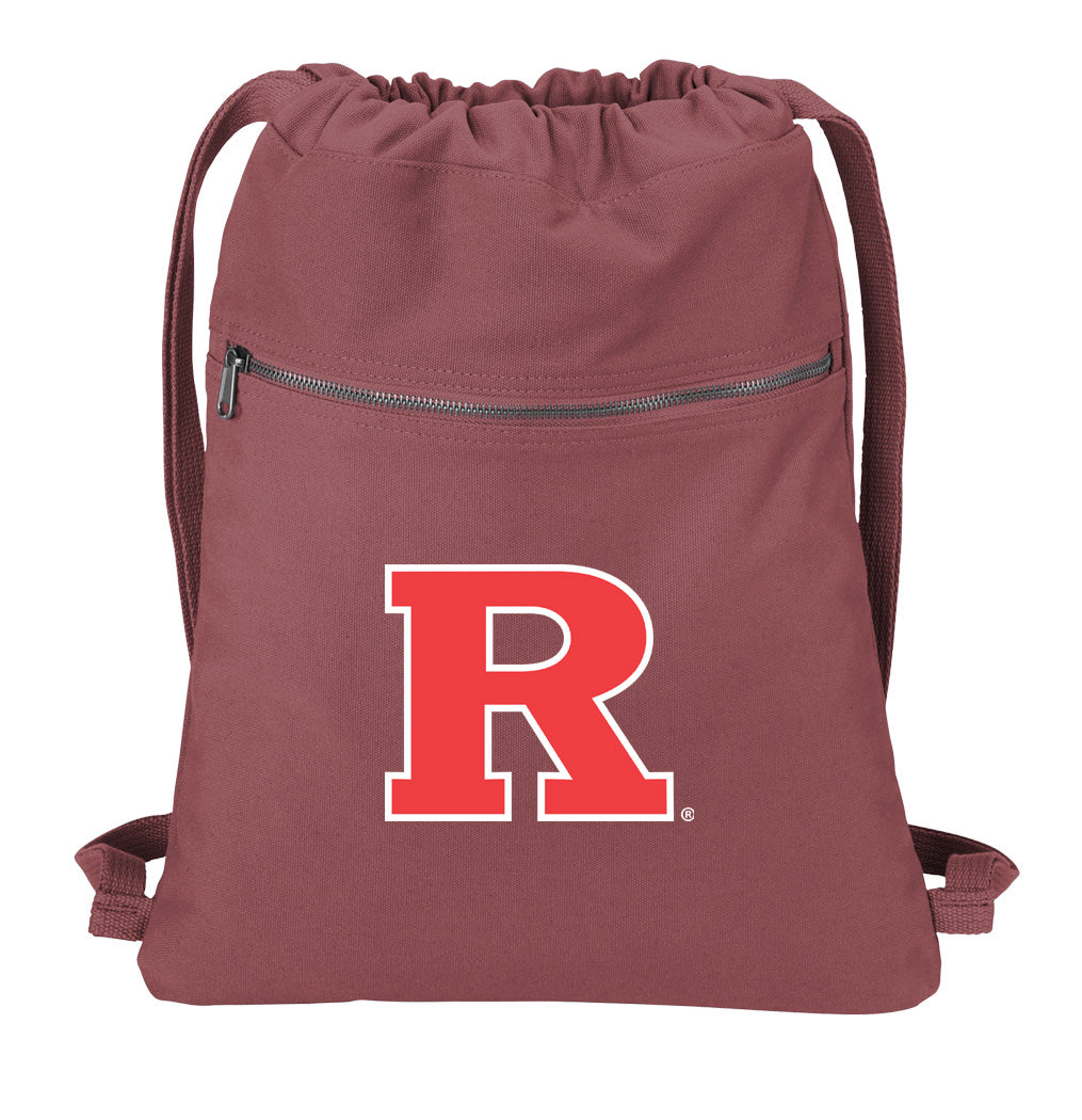 Rutgers Canvas Drawstring Backpack RU Cotton Cinch Pack Bag